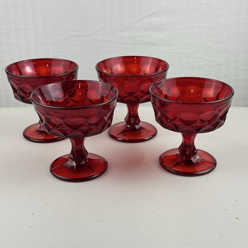 Noritake Perspective Ruby Red Champagne Tall Sherbet Desert Glass Goblet *Glows*